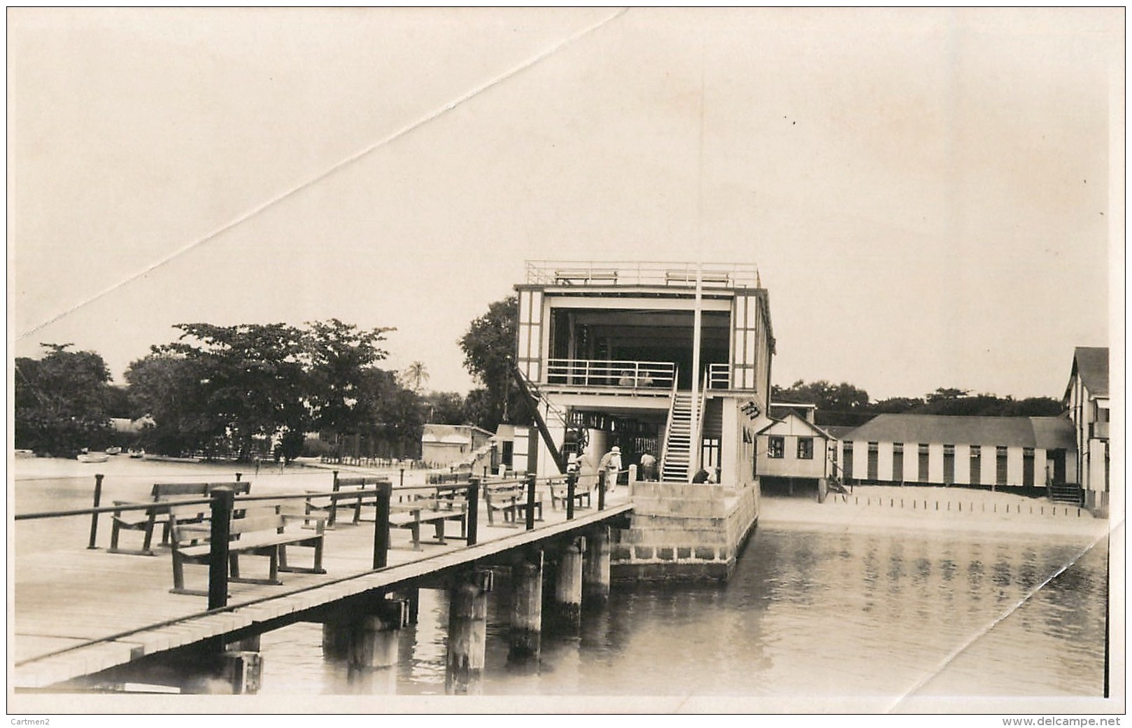 2 PHOTOGRAPHIES ANCIENNES : LA BARBADE BARBADOS ETABLISSEMENT DE BAINS ANTILLES - Barbades