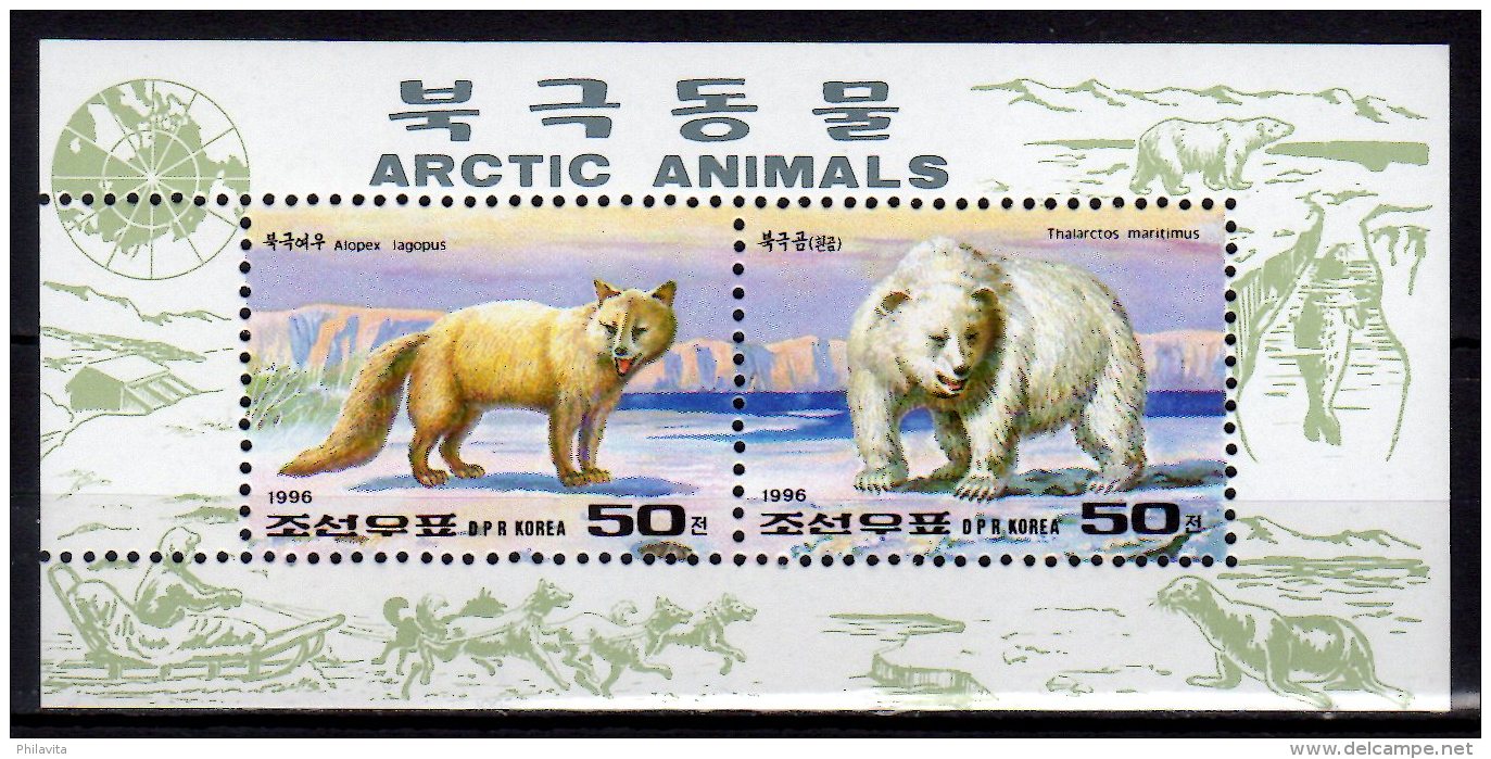 1996 North Korea - Polar Animals - Polar Fox And Polar Beer - MS MNH** Mi 3834/35 (kk) - Arctic Tierwelt