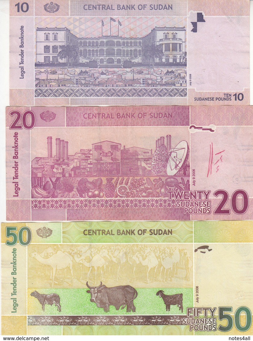 SUDAN 1 2 5 10 20 50 POUNDS 2006 P-64 65 66 67 68 69 VF USED SET LOT #9 - Soedan