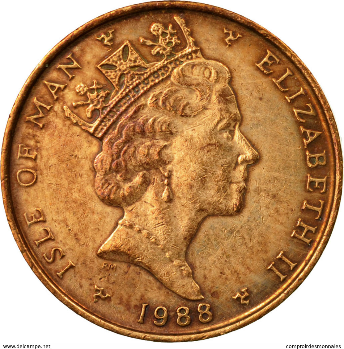 Monnaie, Isle Of Man, Elizabeth II, Penny, 1988, TB+, Bronze, KM:207 - 1 Penny & 1 New Penny