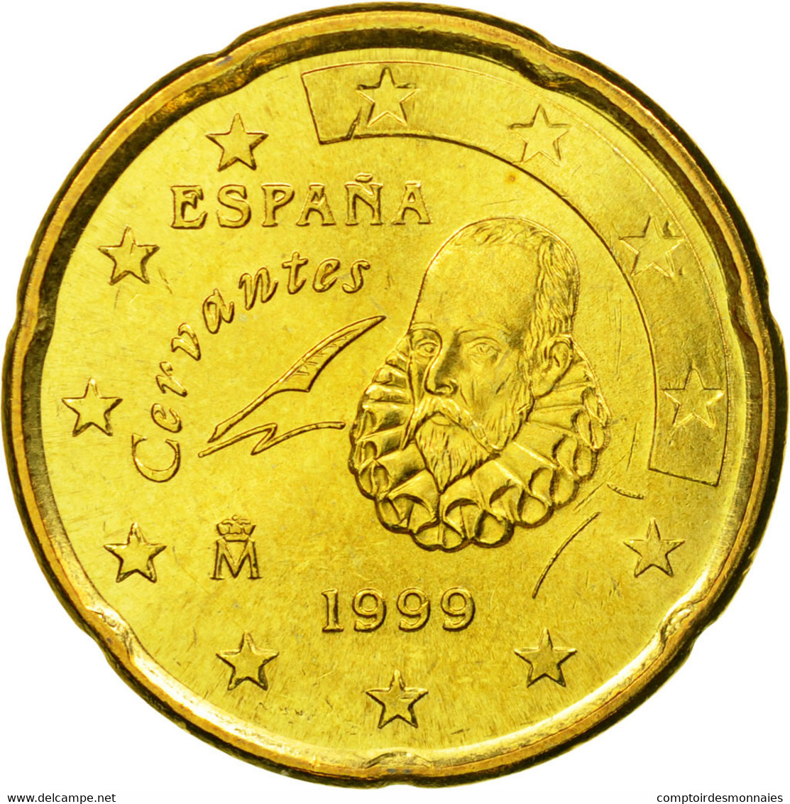 Espagne, 20 Euro Cent, 1999, SUP+, Laiton, KM:1044 - España