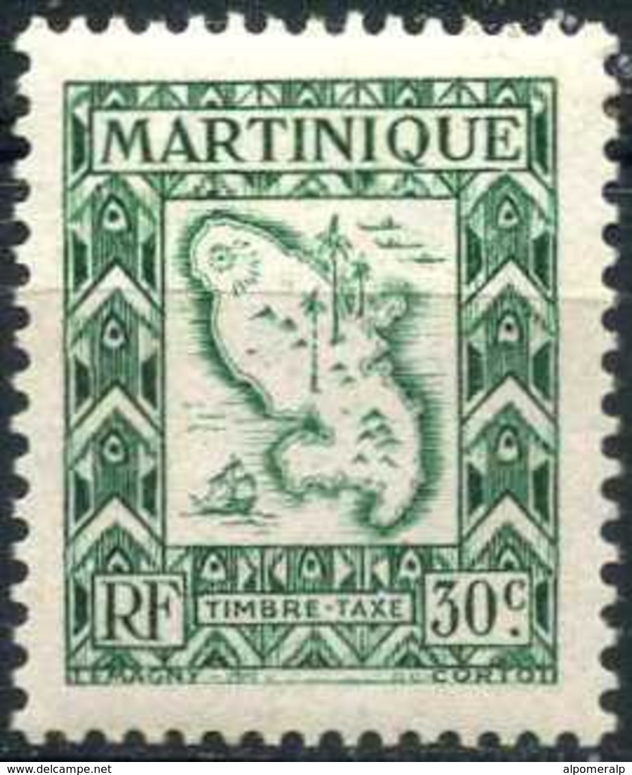 Martinique / France 1947 Yt T28 MNH Taxe / Postage Due, Map Of Martinique, Island - Portomarken