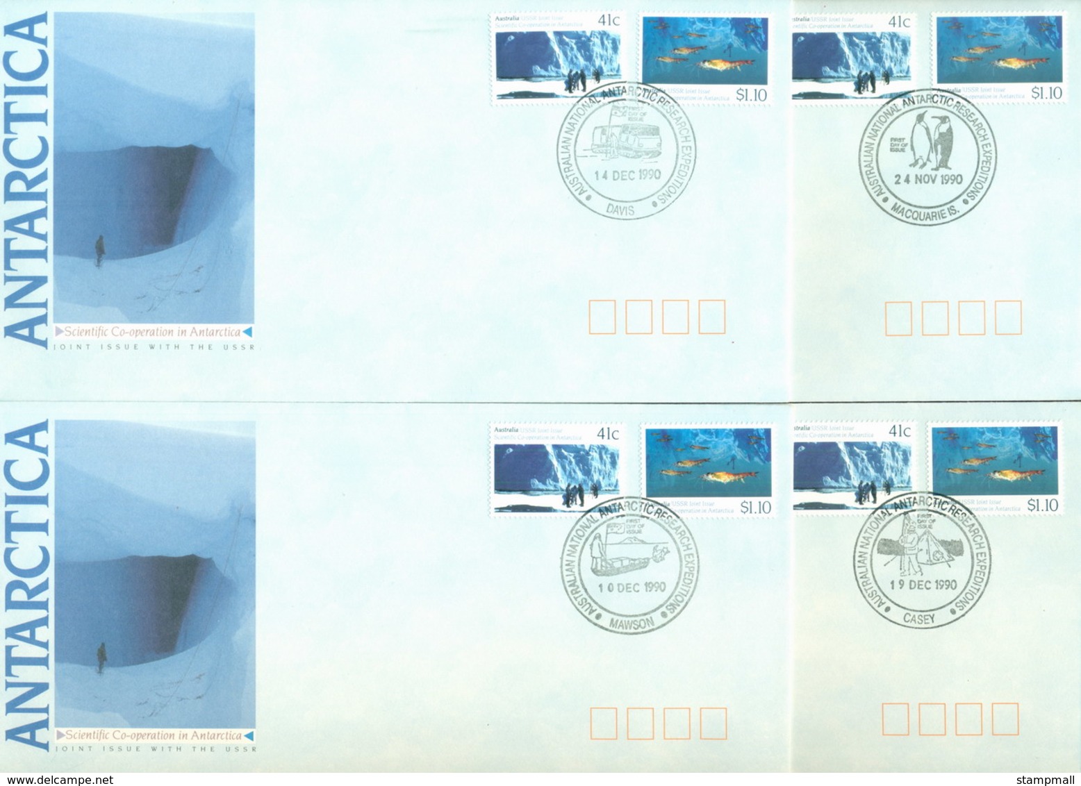 AAT 1990 Antarctic Research Base Set 4xFDC - Other & Unclassified
