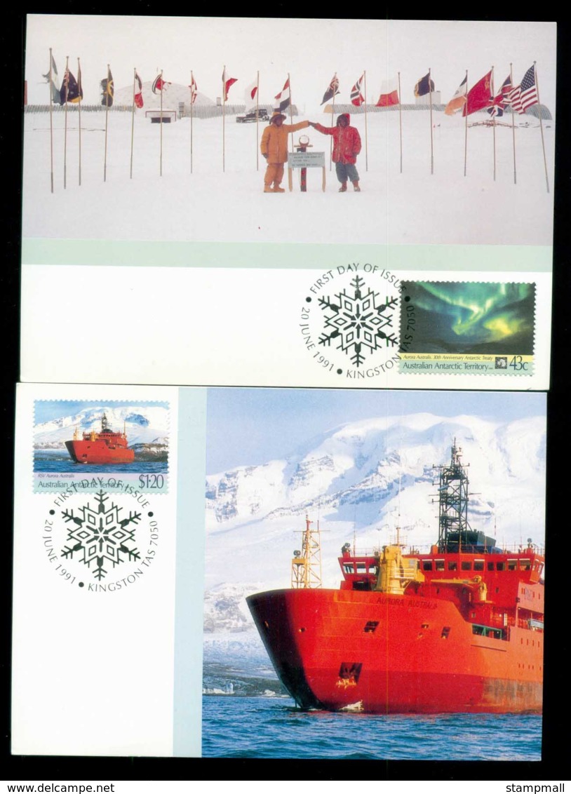 AAT 1991 Antarctic Treaty 2x Maxicard Lot80511 - Otros & Sin Clasificación