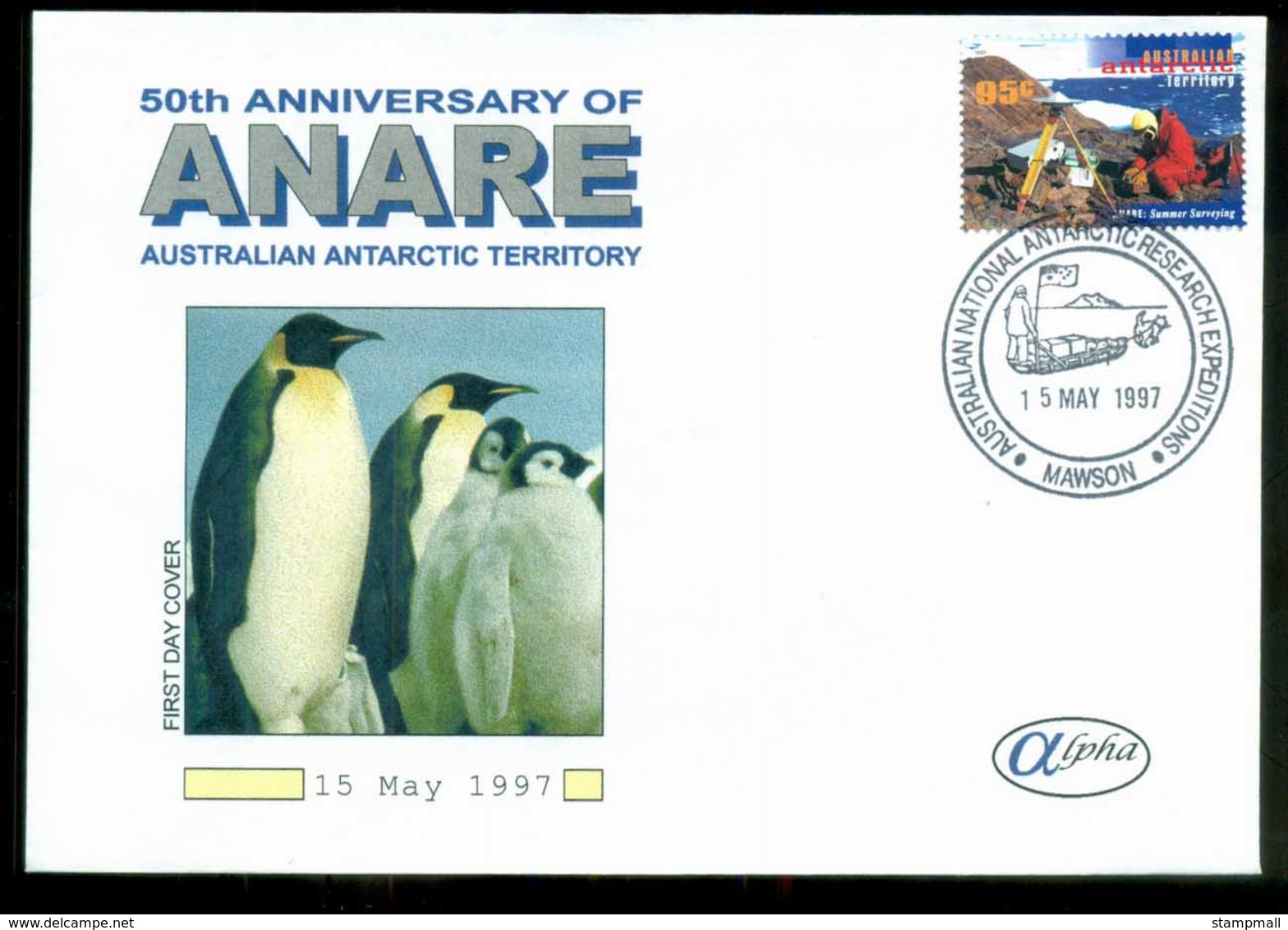 AAT 1997 ANARE, Mawson, Alpha 95c FDC Lot79865 - Other & Unclassified