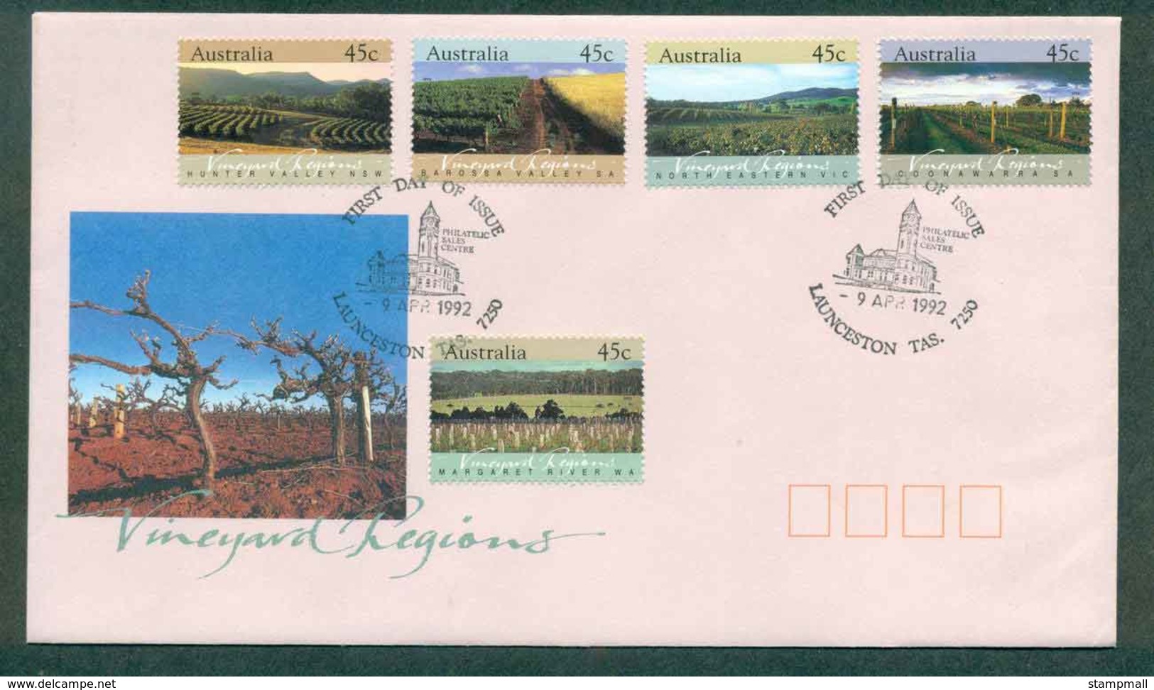 Australia 1992 Vineyard Regions, Launceston FDC Lot51076 - Covers & Documents