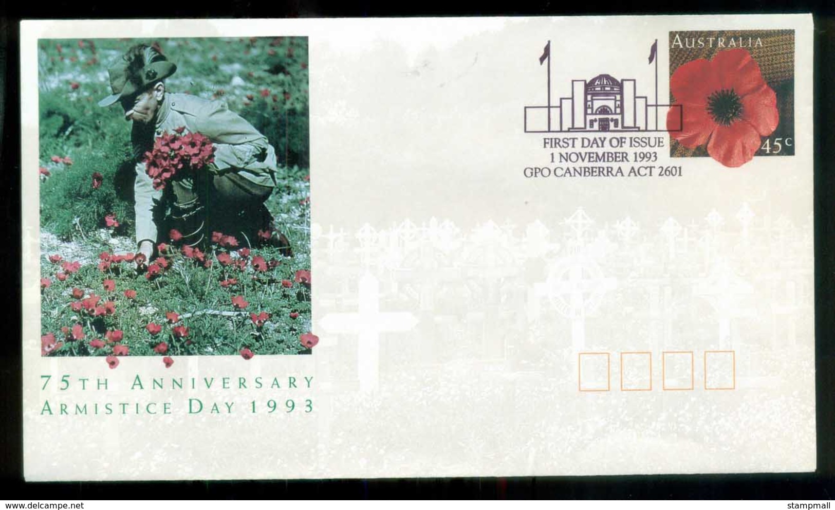 Australia 1993 Armistice Day, Canberra GPO, PSE FU Lot80363 - Covers & Documents