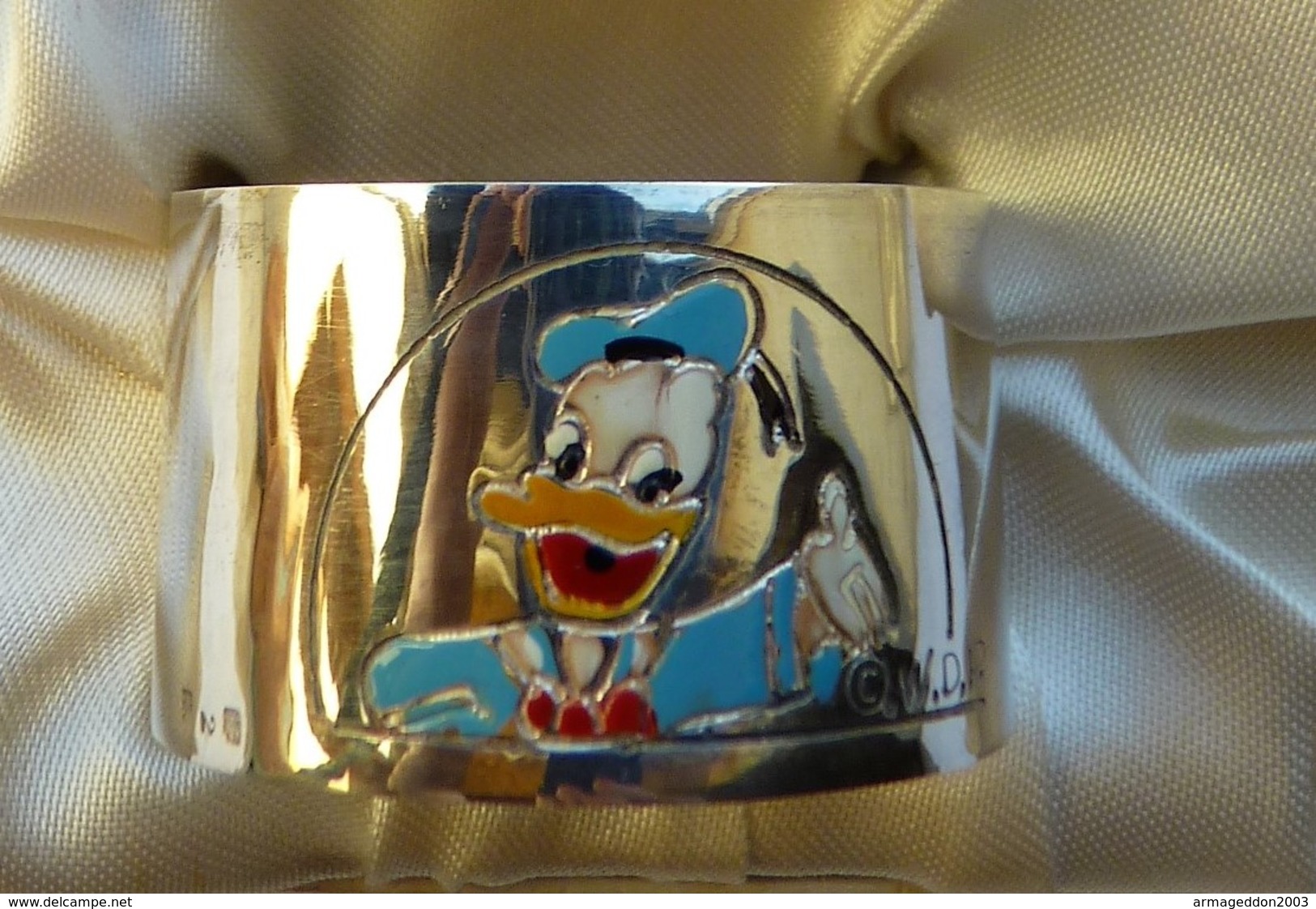 RARE SUPERBE LOT TIMBALE ET ROND DE SERVIETTE DONALD WALT DISNEY POINCONNE TBE - Silverware