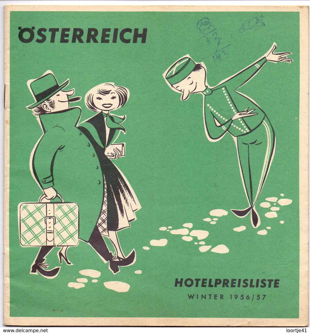 Brochure Dépliant Faltblatt Toerisme Tourisme - Österreich - Hotelpreisliste Winter 1956 - 1957 - Reiseprospekte