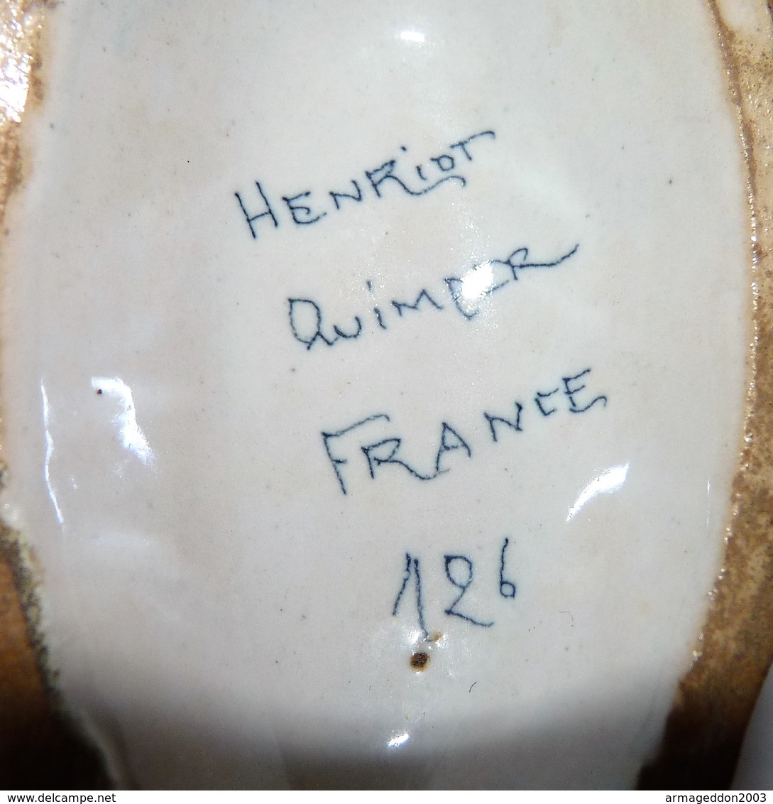 RARE ANCIEN SAUCIÈRE  HENRIOT QUIMPER (LB)  N°126  FEMME ET HOMME BRETON  BE