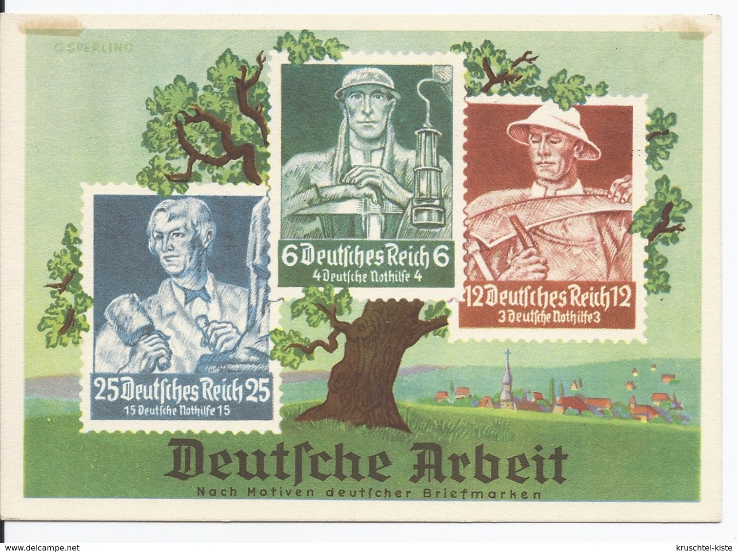 Dt.- Reich (000987) Propaganda Postkarte Deutsche Arbeit, 30 Jahre Gruppe Süd,blanco Gest. Leipzig, Bildseitig Klebefalz - Briefe U. Dokumente