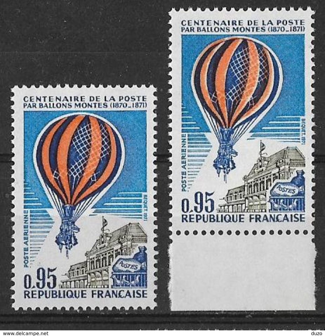 France 1971 - Variété - P A 45 Ballons Montés - Jaune-orange Déplacé  PA  Y&T N° 45 ** Neuf Luxe 1er Choix (TB). - 1960-.... Nuovi