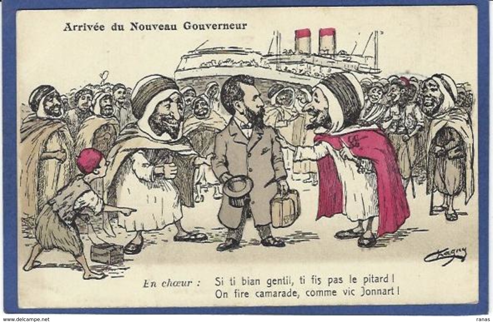 CPA CHAGNY Illustrateur Arabe Algérie écrite Nouveau Gouverneur Jonnart - Chagny
