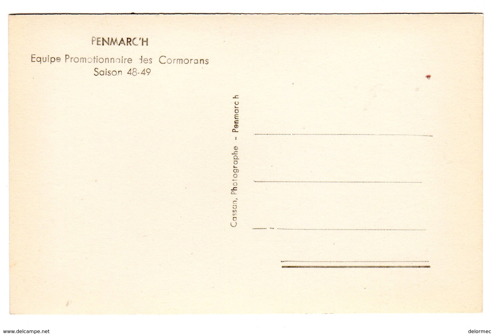 CPSM Photo Penmarch 29 Finistère équipe De Football Promotionnaire Promotion Des Cormorans Saison 1948 1949 édit Cassan - Penmarch