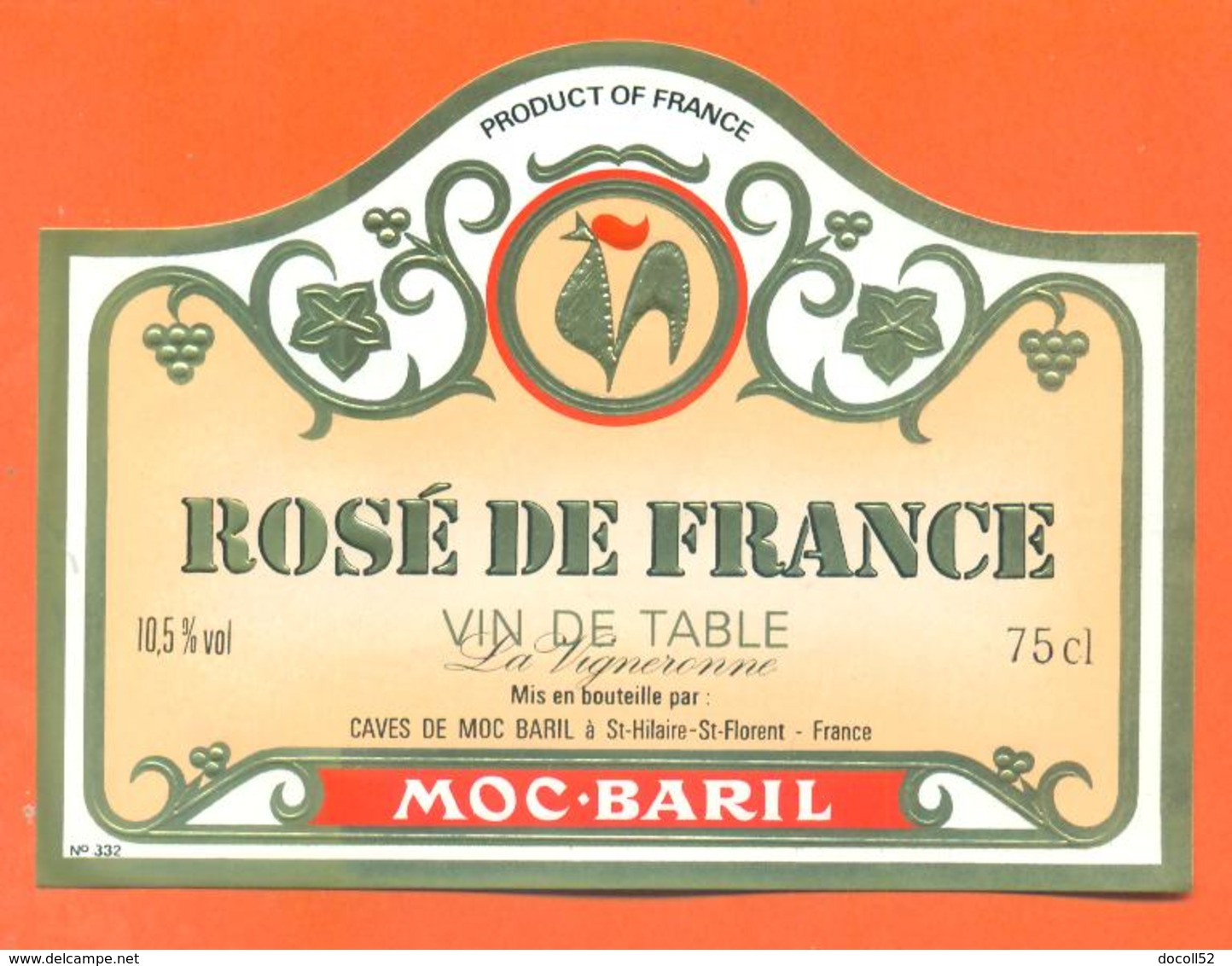étiquette De Vin Rosé De France Moc Baril à Saint Hilaire - 75 Cl - Vino Rosato