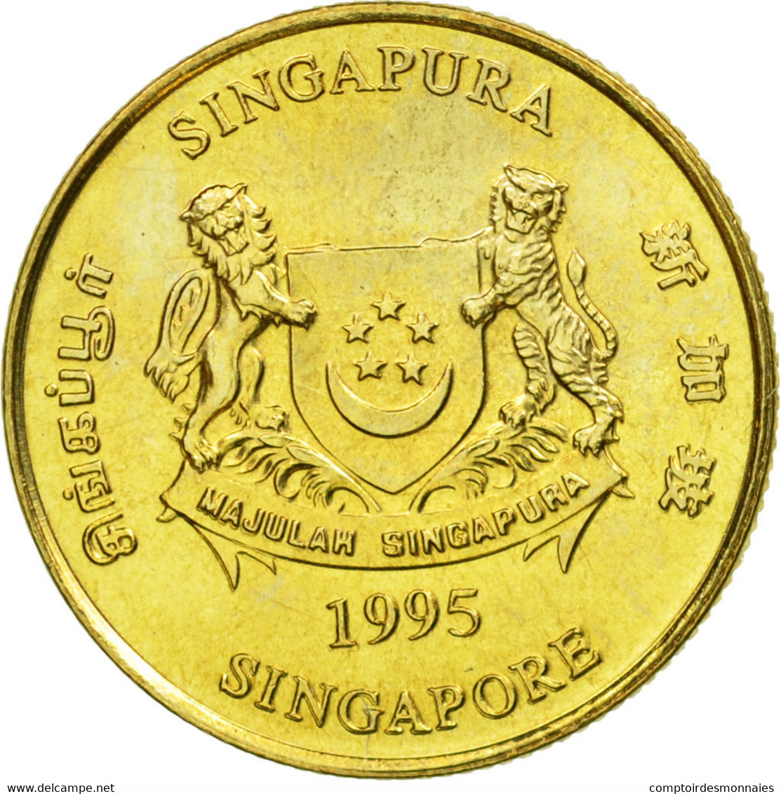 Monnaie, Singapour, 5 Cents, 1995, Singapore Mint, TTB+, Aluminum-Bronze, KM:99 - Singapour