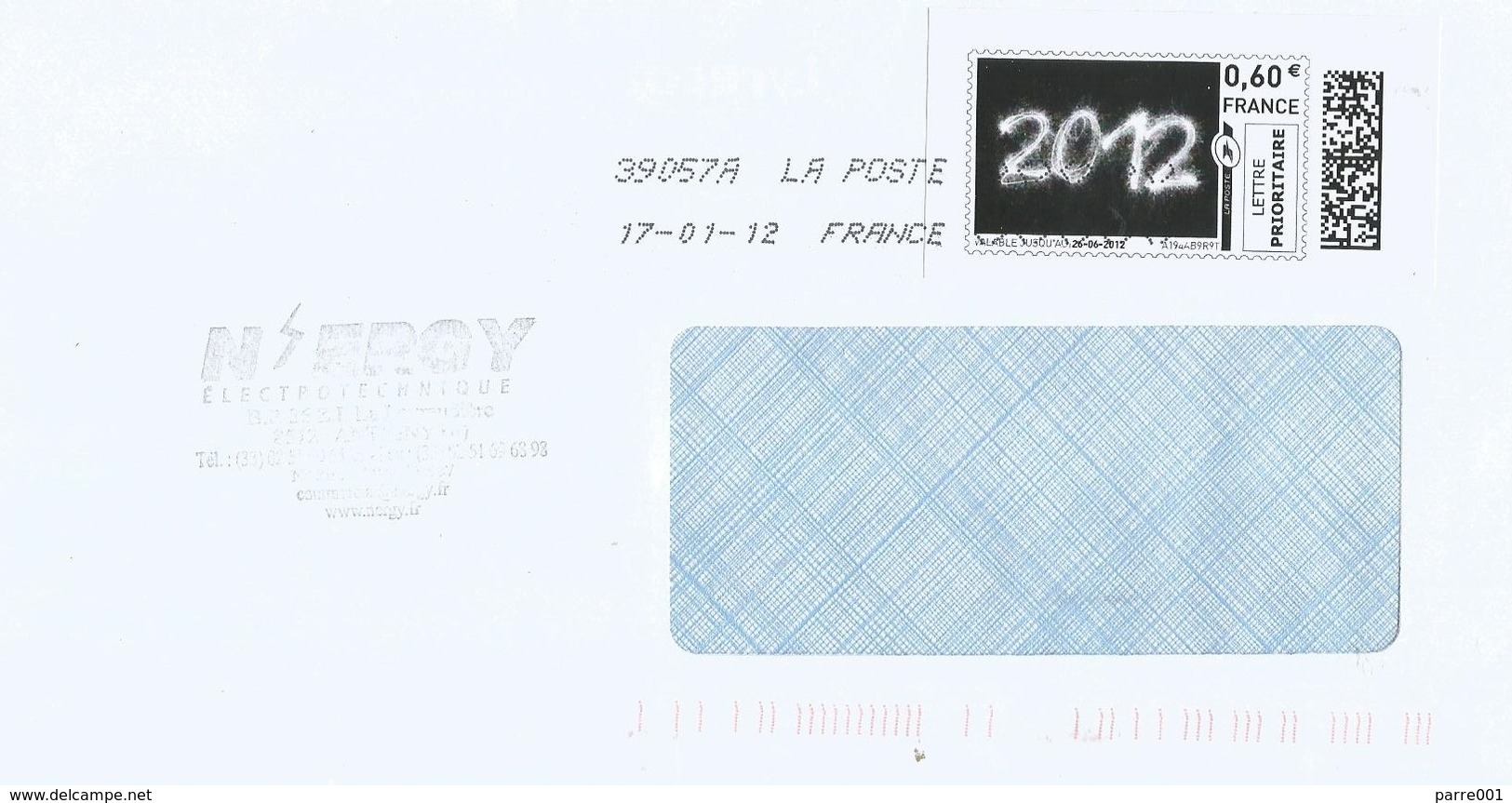 France 2012 Antigny New Year Meter ATM EMA Cover - 2010-... Geïllustreerde Frankeervignetten