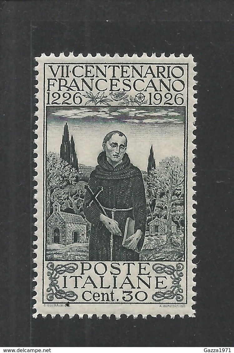 Regno D' Italia 1926, 700° Morte S. Francesco, 30 Centesimi Dentellato 13 1/4 - Nuovi