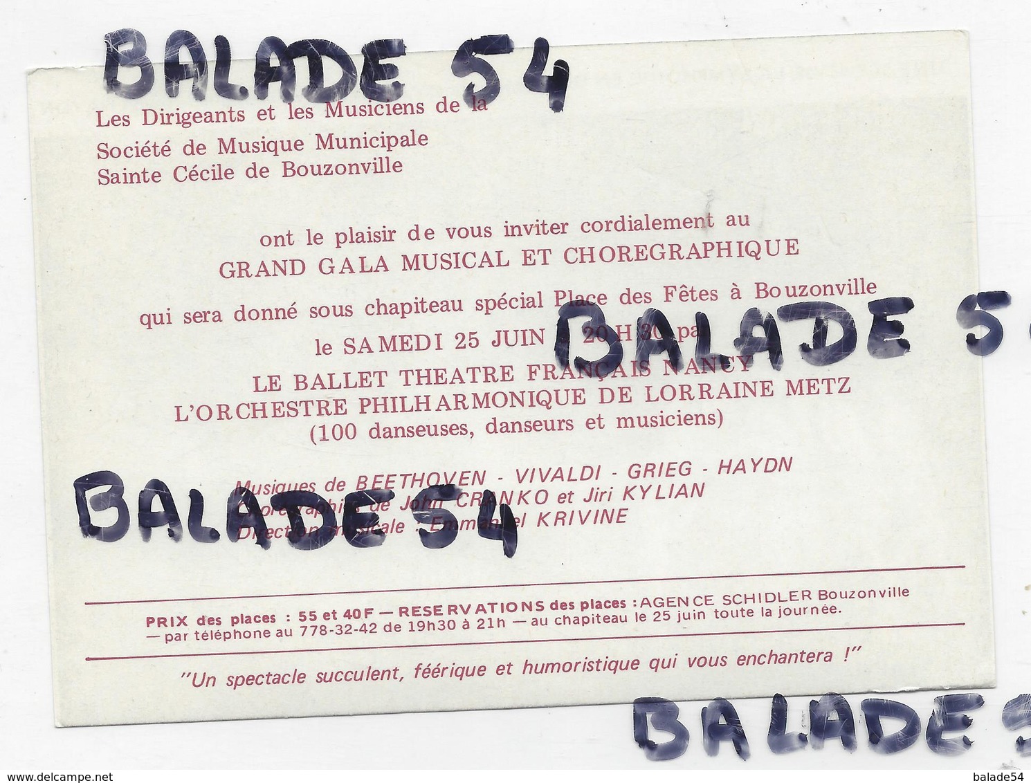 Carte - BOUZONVILLE (57) Une Scène De La Symphonie En D. Ballet Théatre - Grand Gala Musical Et Choregraphique... - Autres & Non Classés