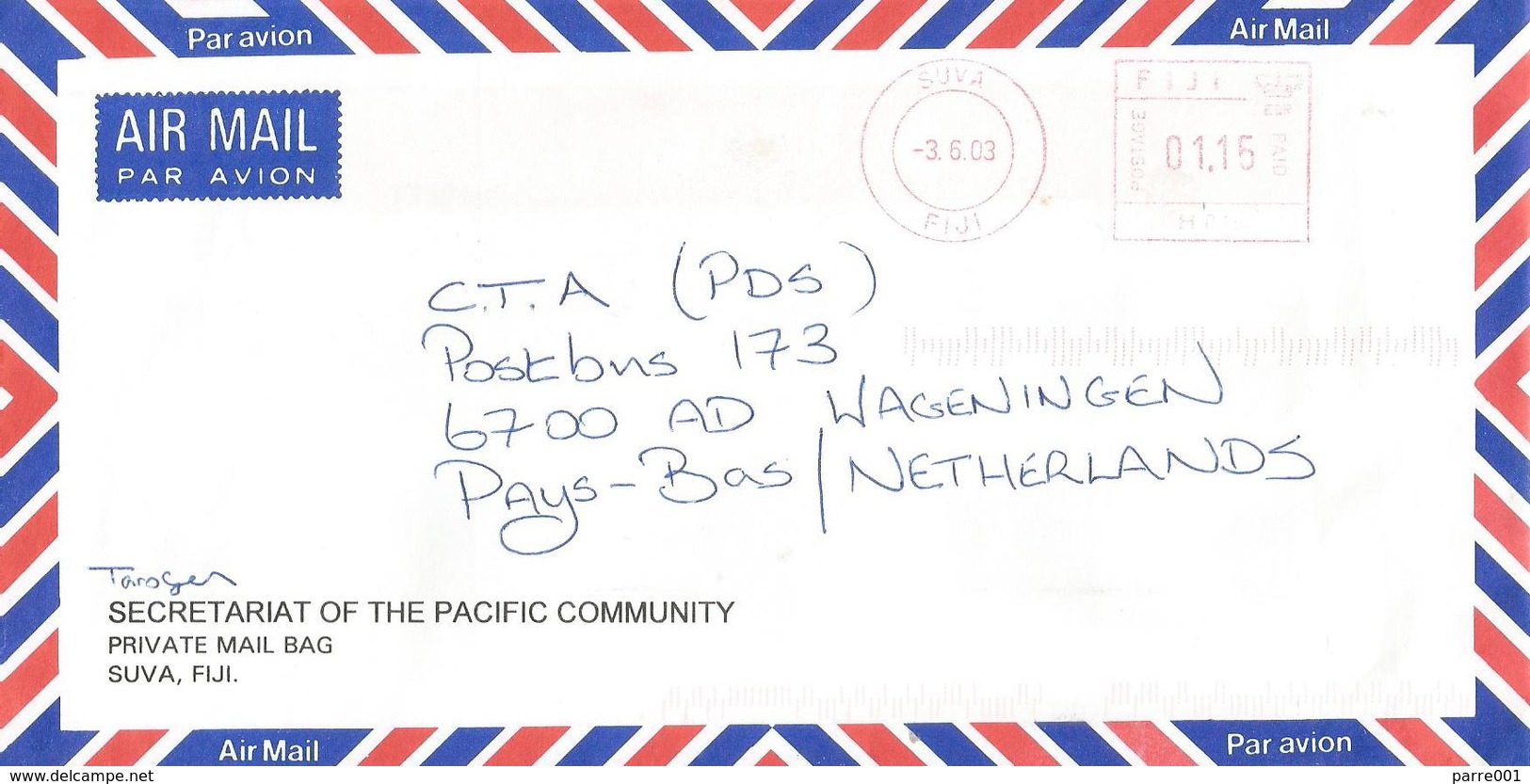 Fiji 2003 Suva Meter Hasler “Mailmaster” H017 EMA Cover - Fidji (1970-...)