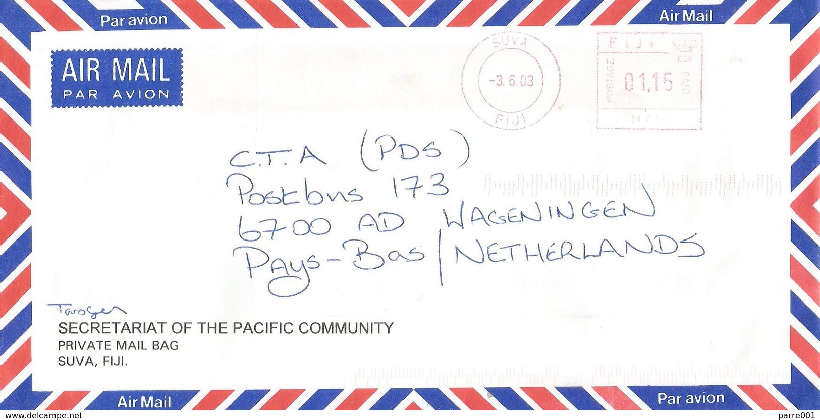 Fiji 2003 Suva Meter Hasler “Mailmaster” H017 EMA Cover - Fiji (1970-...)