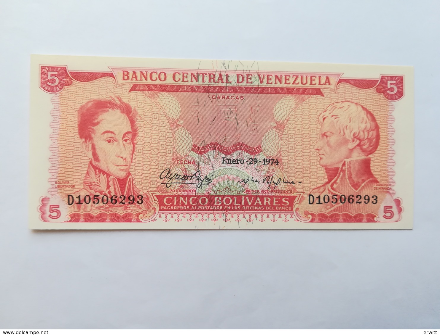 VENEZUELA 5 BOLIVARES 1974 - Venezuela