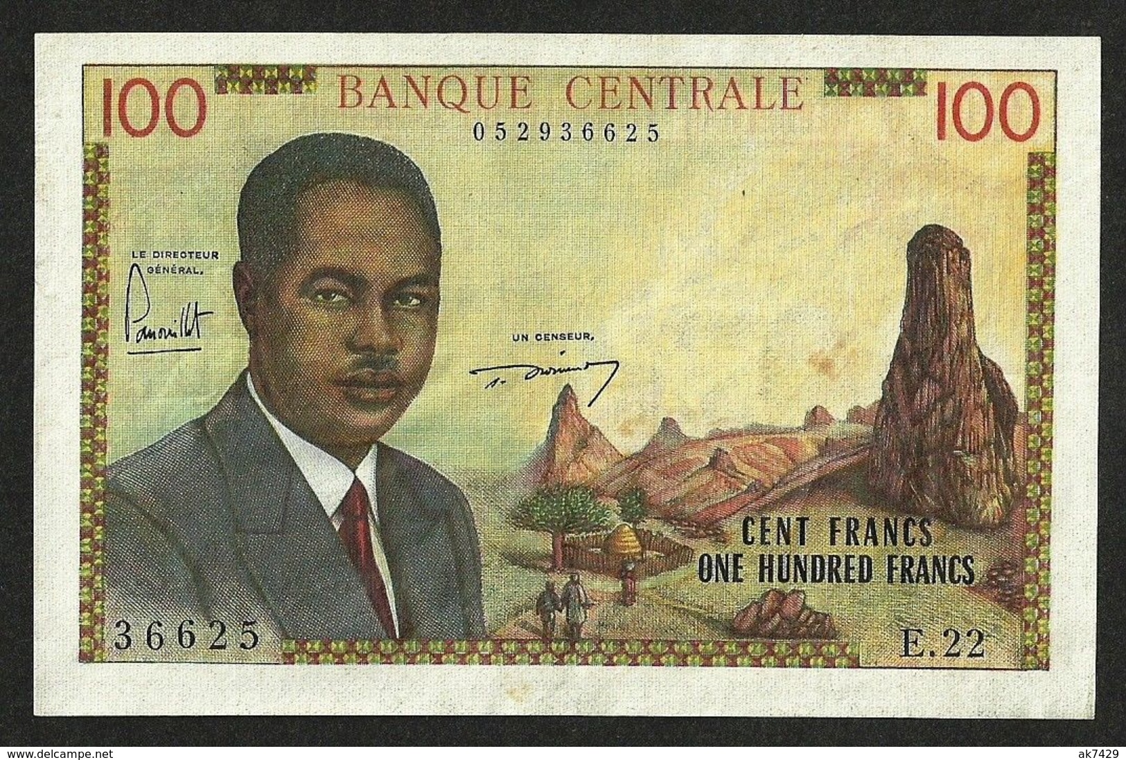 CAMEROON CAMEROUN 100 FRANCS 1962 PICK #10 VF+XF - Camerún