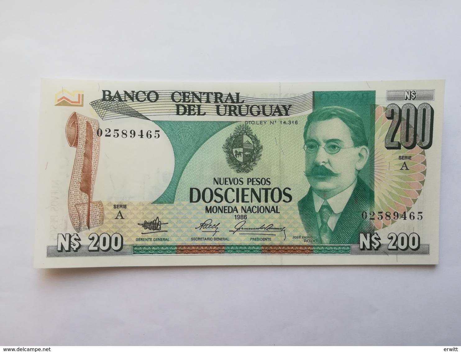 URUGUAY 200 PESOS 1986 - Uruguay