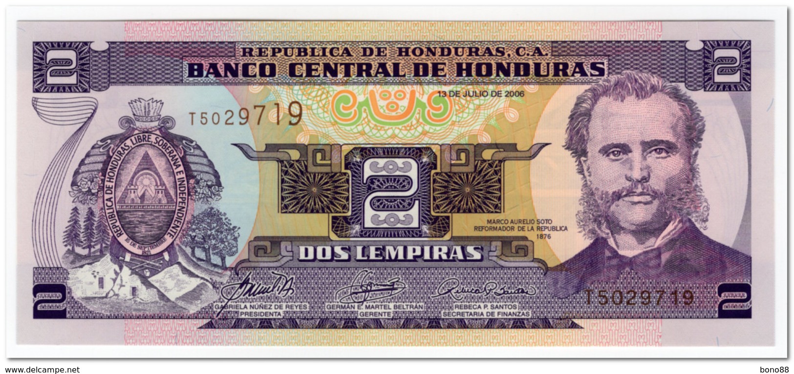 HONDURAS,2 LEMPIRAS,2006,P.80Ae,UNC - Honduras