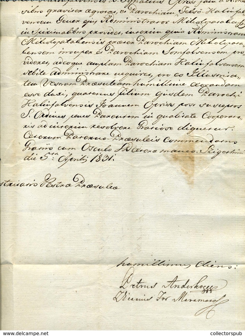 MÁRAMAROSSZIGET 1831. Szép Ex Offo Levél, Piros Bélyegzéssel Ungvárra Küldve  / 1831 Nice Ex Offo Letter Red Pmk Romania - ...-1867 Prephilately