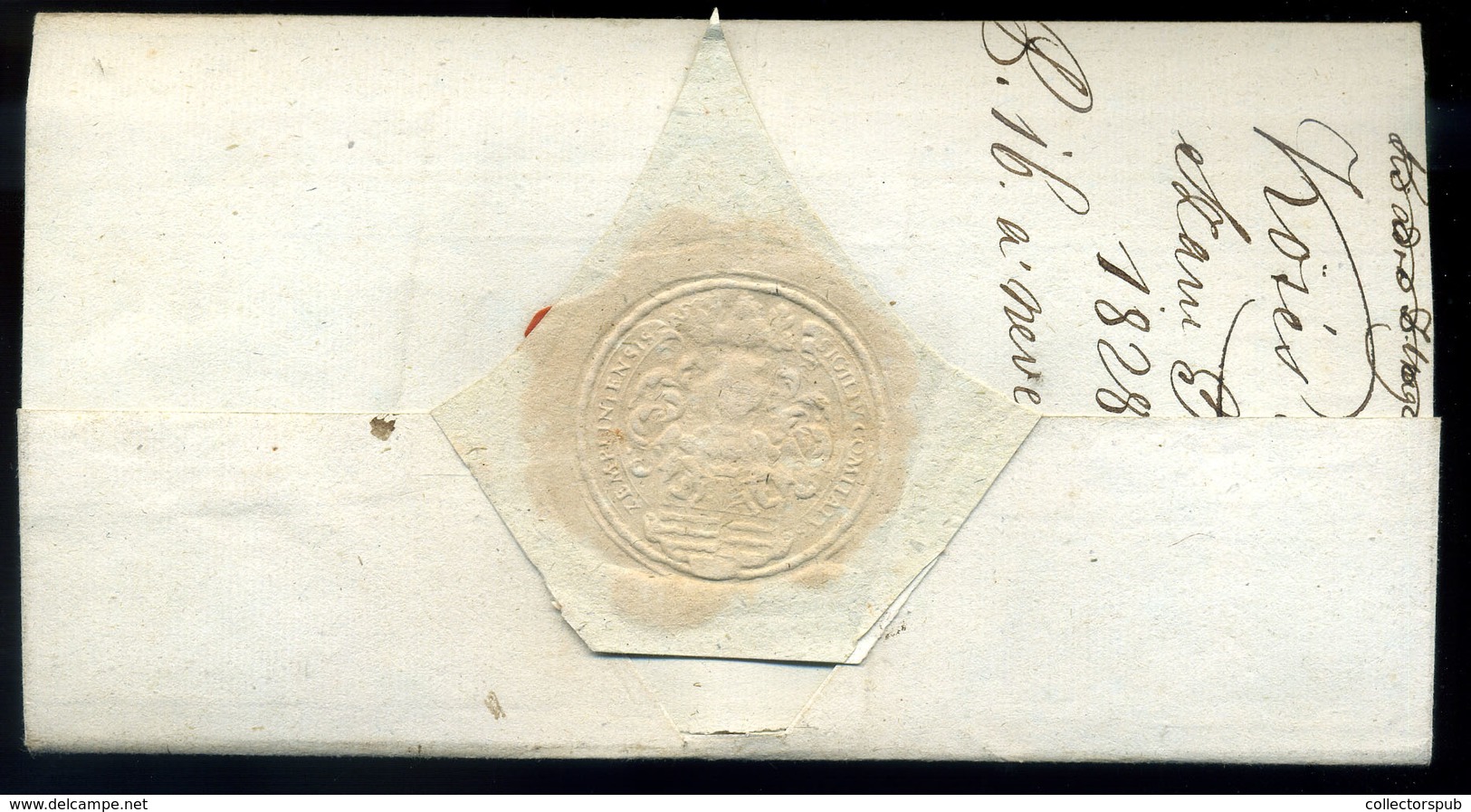 SÁTORALJAÚJHELY 1828. Hivatalos, Levél Ungvárra Küldve , Piros Bélyegzéssel  /  SÁTORALJAÚJHELY 1828 Official Letter To  - ...-1867 Prephilately