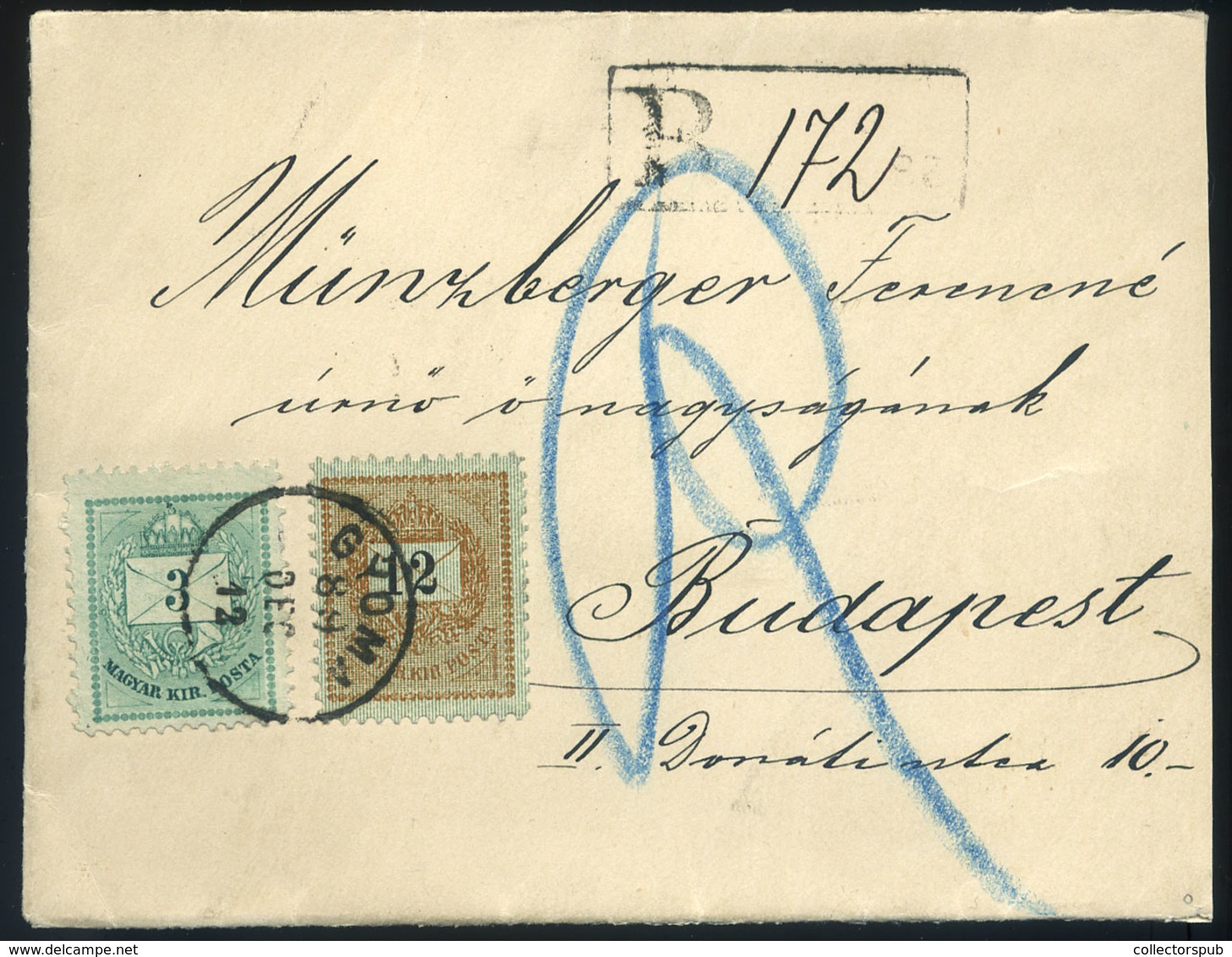 GYOMA 1889. Ajánlott Levél 12+3Kr Bérmentesítéssel Budapestre. Szép és Ritka Darab!  /  GYOMA 1889 Reg. Letter 12+3Kr Fr - Used Stamps