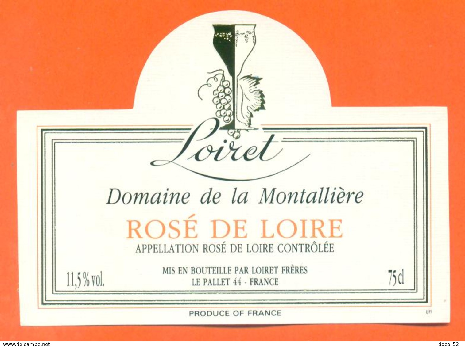 étiquette De Vin Rosé De Loire Domaine De La Montallière Loiret Frères à Le Pallet - 75 Cl - Vino Rosado