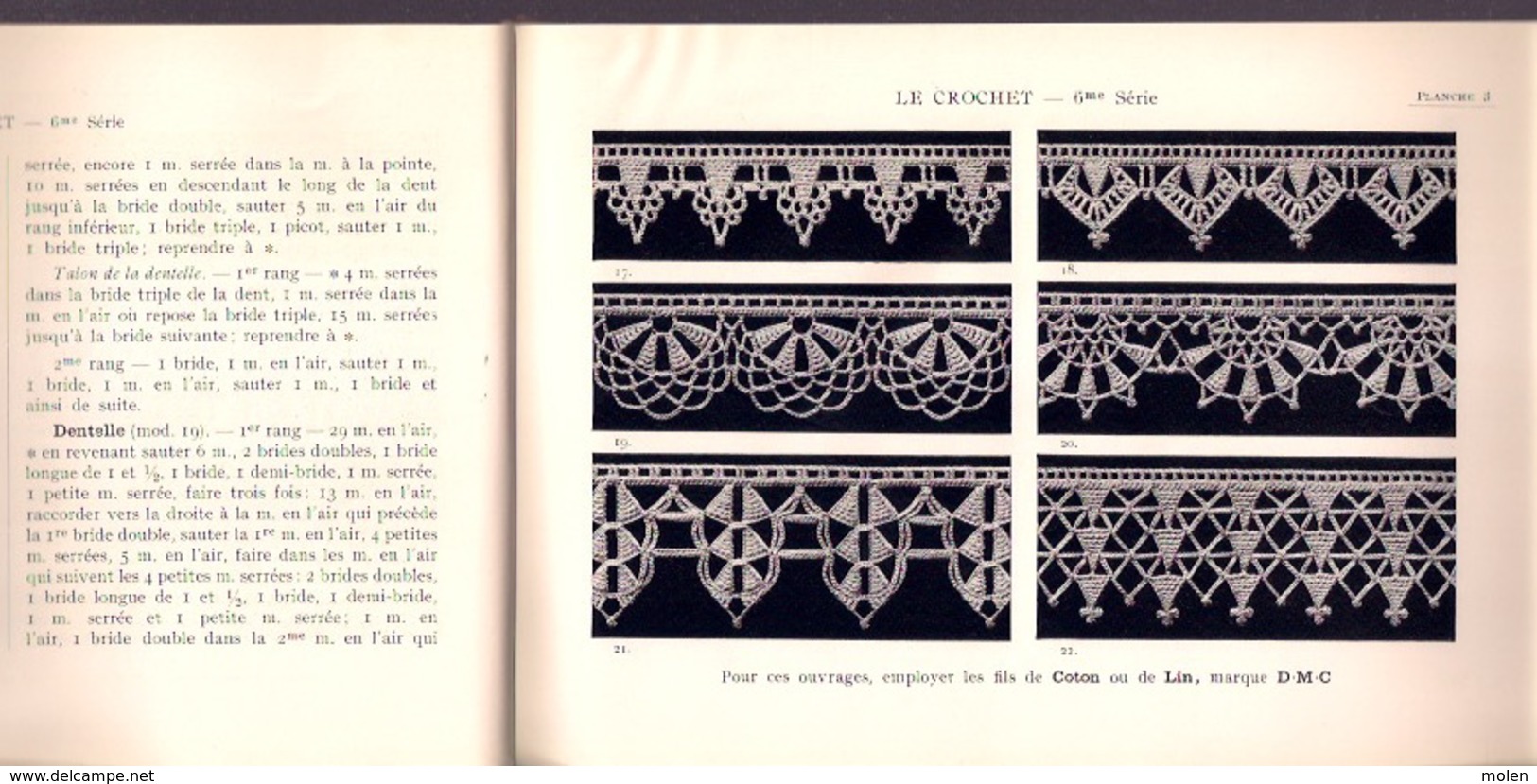 BIBLIOTHEQUE DMC LE CROCHET VIme BRODERIE DENTELLE BRODEUSE DENTELLIERE POINT DE CROIX CROSS STITCH KRUISSTEEK Z398-1 - Autres & Non Classés