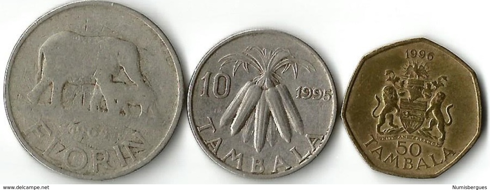 Lot 3 Pièces De Monnaie    10-50 Tambala  Et 1 Florin - Malawi