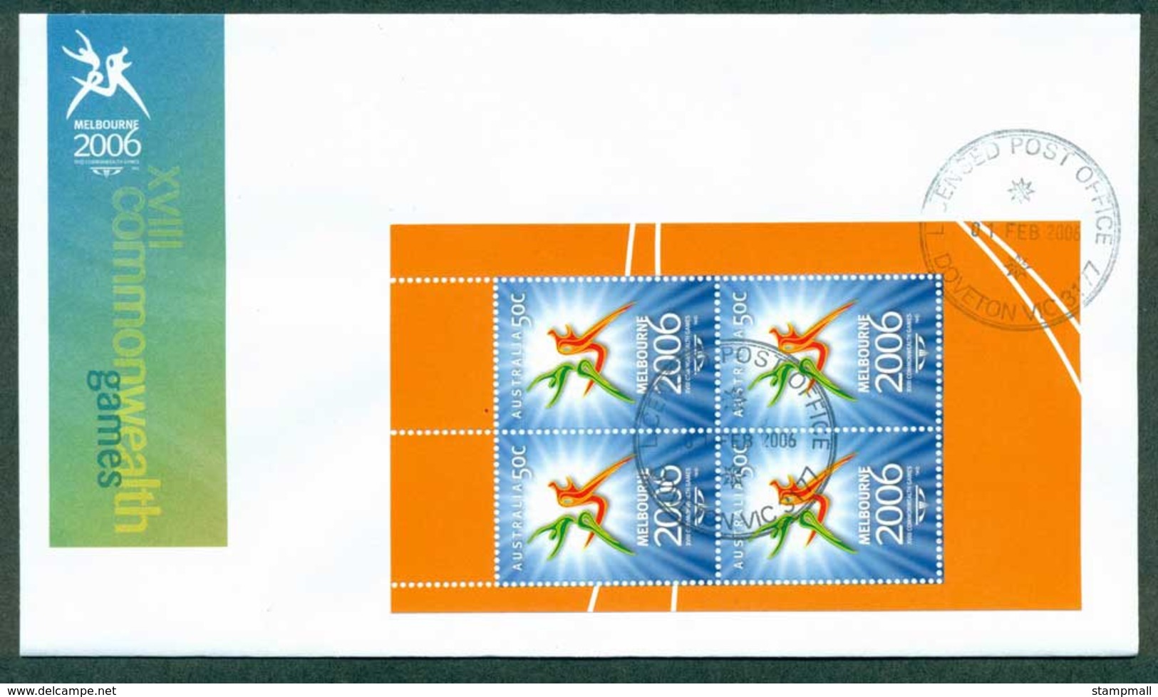 Australia 2006 Commonwealth Games Prestige Pane Blk 4 FDC Lot28052 - Cartas & Documentos