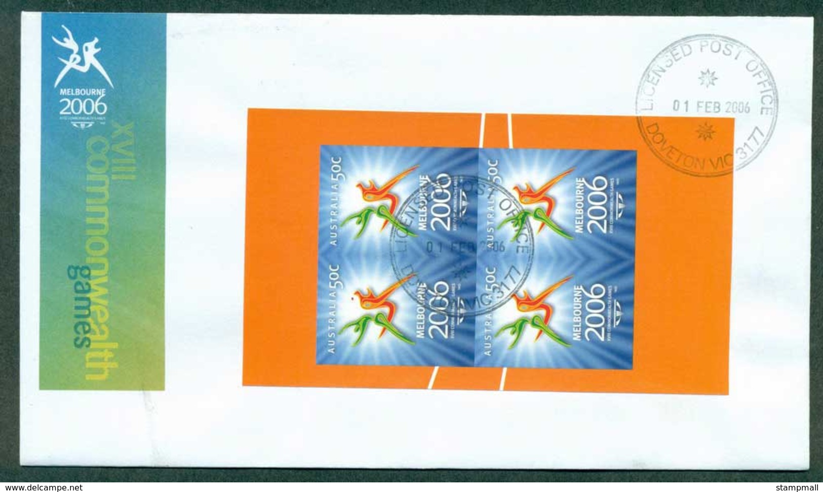 Australia 2006 Commonwealth Games Prestige Pane Blk 4 Imperf FDC Lot28054 - Cartas & Documentos