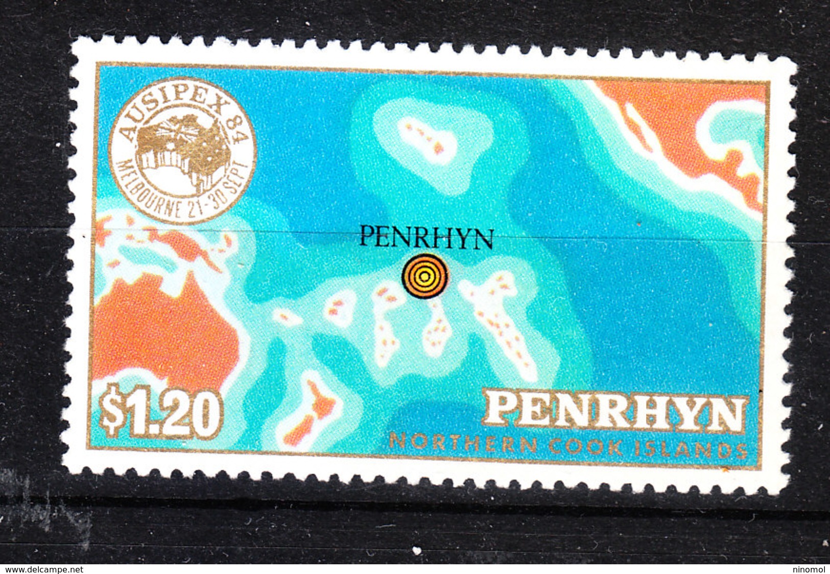 Penrhyn  -  1984. Expo Ausipex. Carta Geografica Dell' Isola. Map Of Island. . MNH - Aardrijkskunde