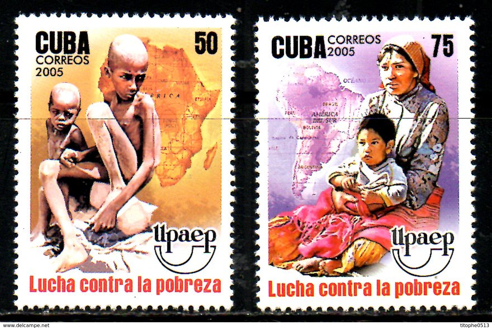 CUBA. N°4279-80 De 2005. UPAEP/Lutte Contre La Pauvreté. - Contre La Faim