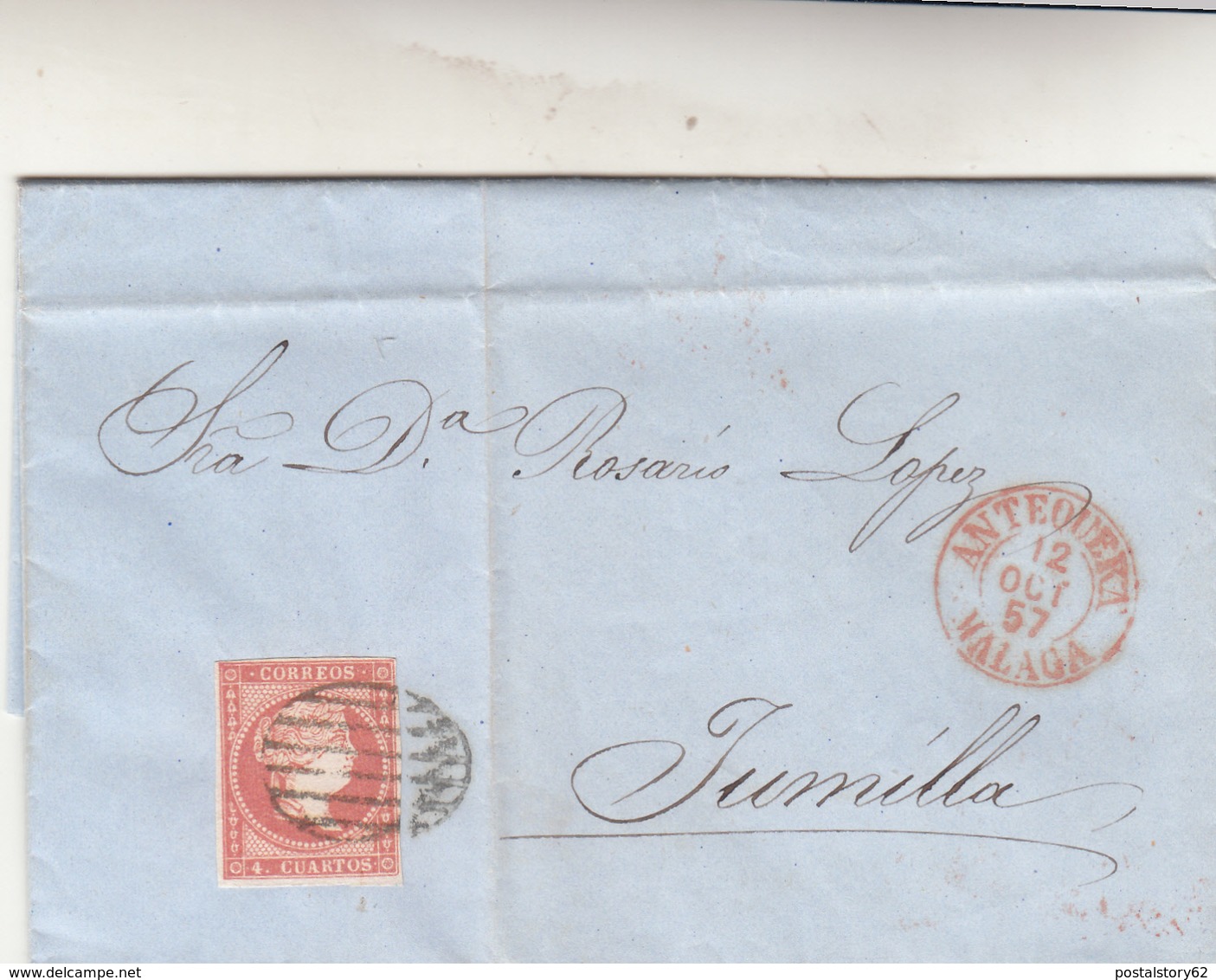 Antequera To Jumilla, Cover 1857 - Storia Postale