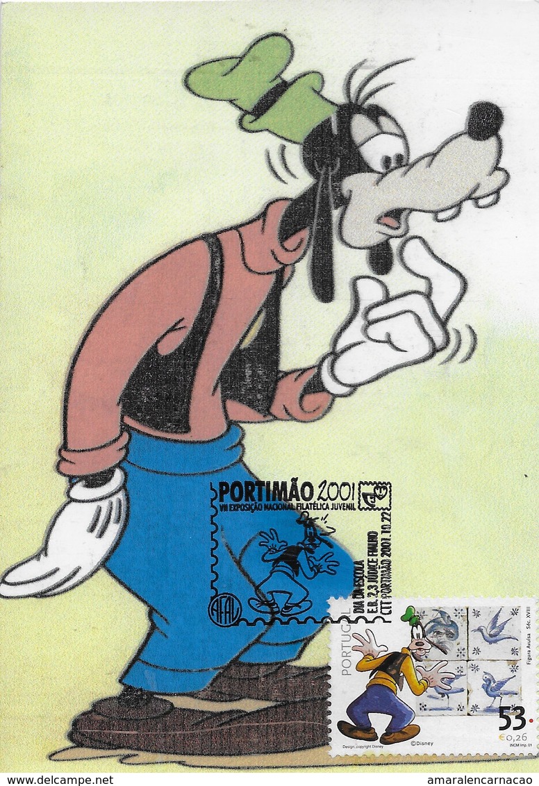 CARTE MAXIMUM- MAXIMUM CARD  MAXICARD -MAXIMUM KARTEN - PORTUGAL - WALT DISNEY -GOOFY - DINGO -OBLITERATION TRIPLE -RARE - Disney