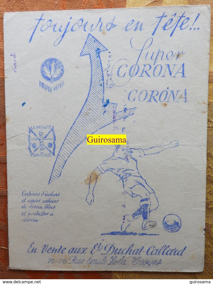 Lot De 2 Buvards Super Corona : Cahier D'écolier ; En Vente Aux établissements Duchat-Callard Troyes : Coureurs Et Foot - Cartoleria