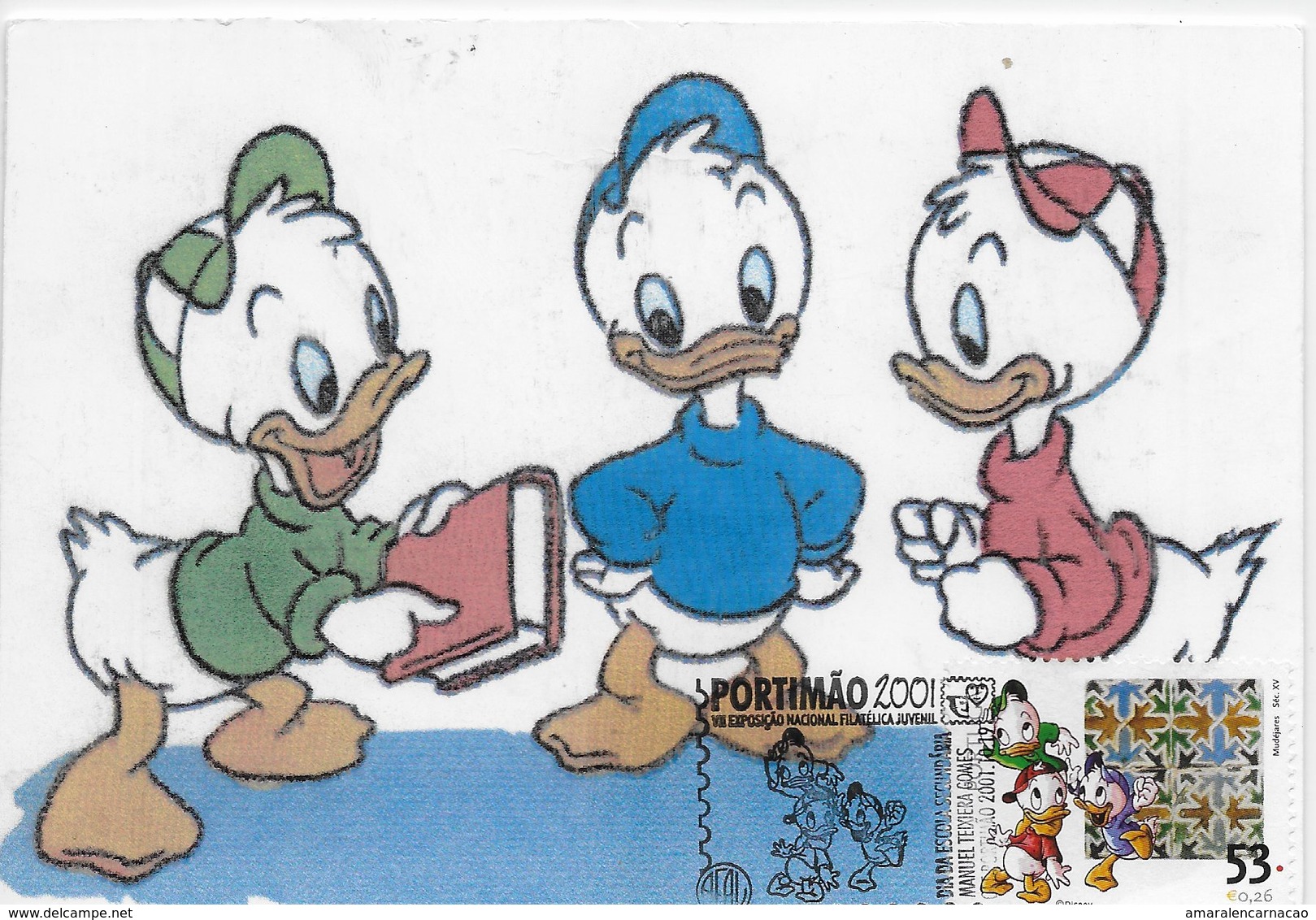 CARTE MAXIMUM - MAXIMUM CARD - MAXICARD - MAXIMUMKARTEN- PORTUGAL - WALT DISNEY - NEVEUX DE DONALD - OBLITERATION TRIPLE - Disney