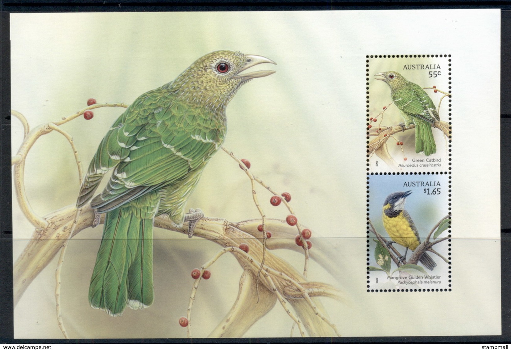 Australia 2009 Songbirds, Green Catbird & Mangrove Golden Whistler Prestige Booklet Pane MUH - Mint Stamps