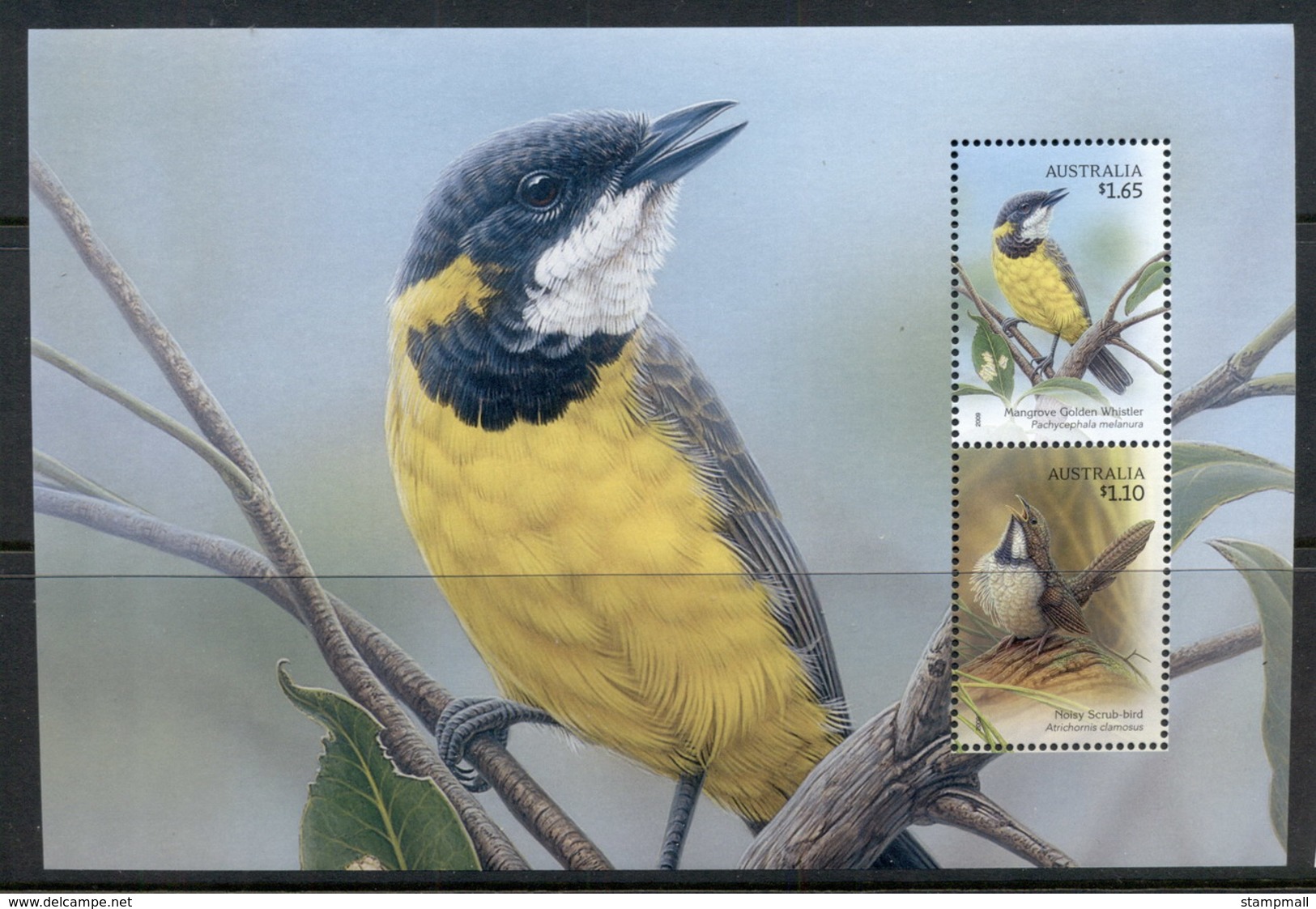 Australia 2009 Songbirds, Noisy Scrub-bird & Mangrove Golden Whistler Prestige Booklet Pane MUH - Mint Stamps