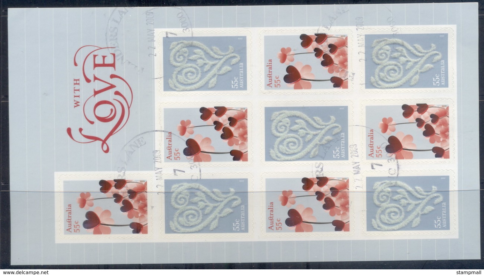 Australia 2009 With Love P&S Sheetlet FU - Mint Stamps
