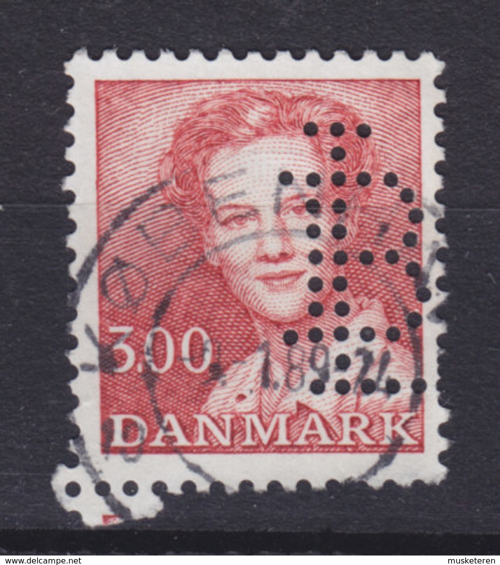 Denmark Perfin Perforé Lochung (L16) 'LB' Landmandsbanken, København 3.00 Kr Margrethe II. Stamp (2 Scans) - Abarten Und Kuriositäten