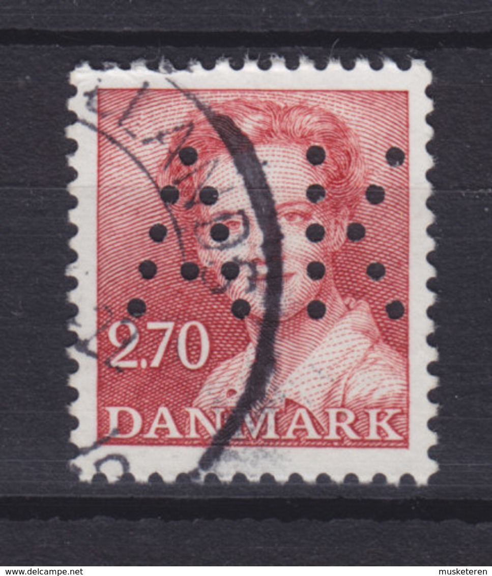 Denmark Perfin Perforé Lochung (A32) 'AK' Aalborg Kommune, Aalborg 2.70 Kr Margethe II Stamp (2 Scans) - Abarten Und Kuriositäten