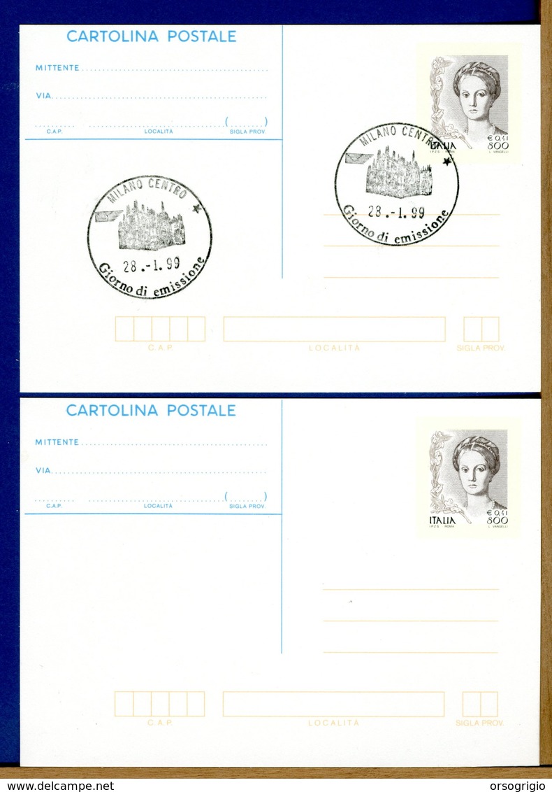 ITALIA - Cartolina Intero Postale - 1999 - DONNA NELL'ARTE - Postwaardestukken