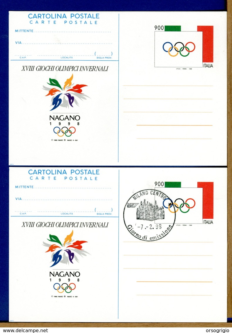 ITALIA - Cartolina Intero Postale - 1998 - GIOCHI OLIMPICI INVERNALI A NAGANO - Interi Postali